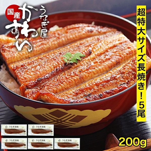 超特大うなぎ蒲焼き 200g×5本[ウナギ 鰻 国産 贈り物] | うなぎ屋